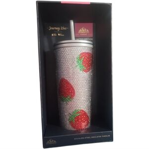 Hydrapeak ltd ed silver bling journey 25 oz Rhinestone red strawberry tumbler